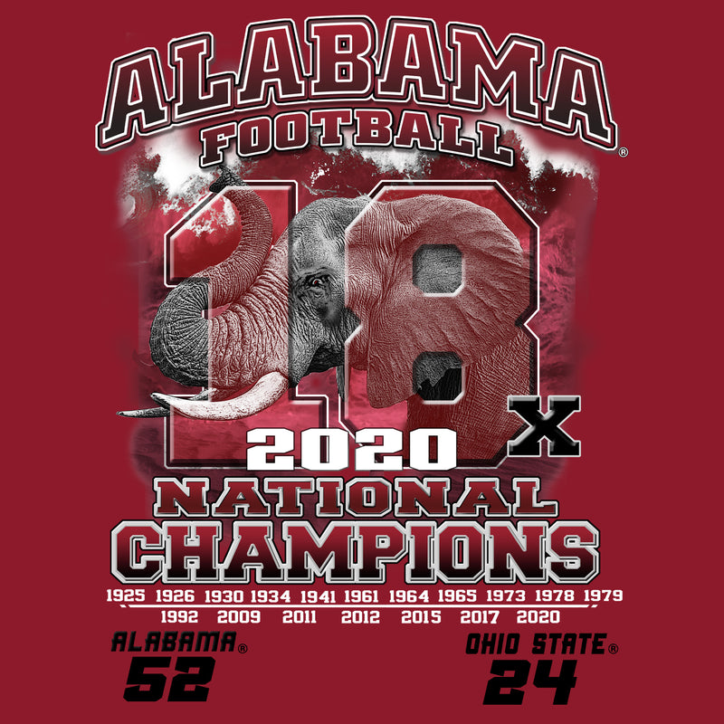 18x Elephant | Alabama 18x National Champions | Short-Sleeve Crimson