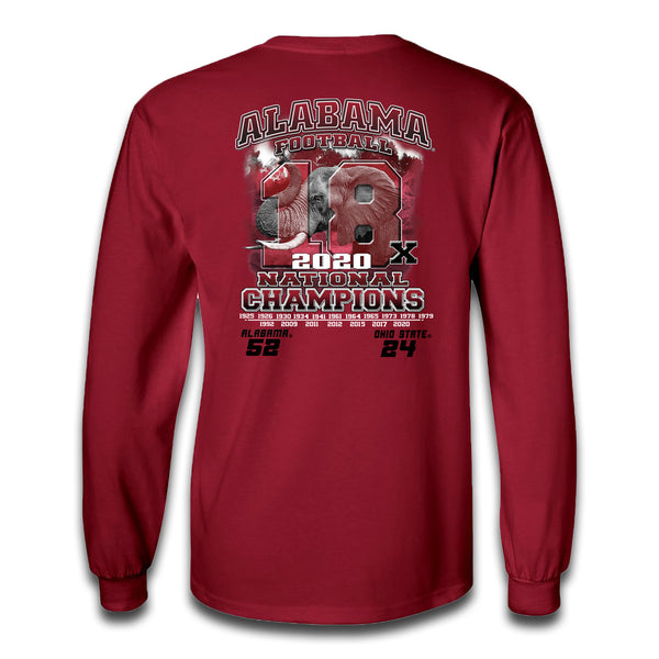 18x Elephant | Alabama 18x National Champions | Long-sleeve T Shirt | Crimson