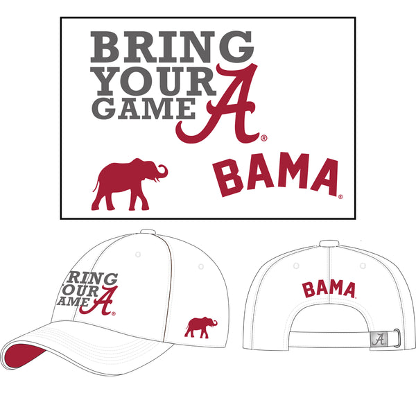 Bring Your A Game Hat Unisex Alabama Crimson Tide Embroidered white Twill Cap