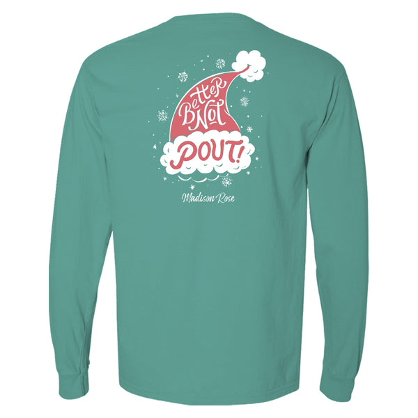 Better Not Pout | Madison Rose Cute Women's Holiday T-Shirt | Seafoam