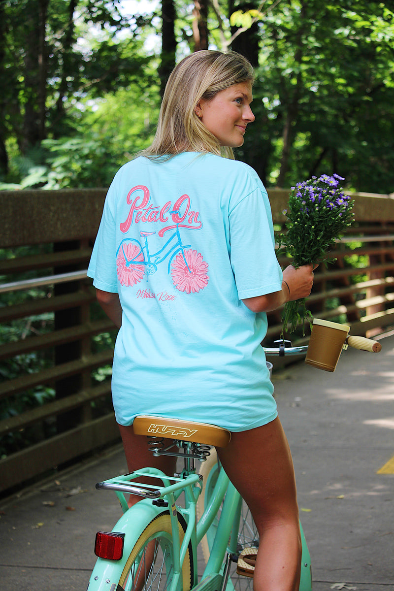 Petal On | Madison Rose's Cute Women's T-Shirt | Aqua