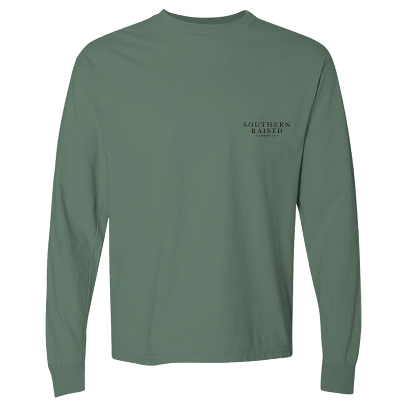 Sunset | Southern Raised Men's Long Sleeve T-Shirt | Light Green